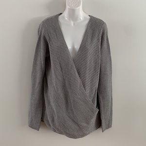 Seven Sisters Gray Faux Wrap Sweater